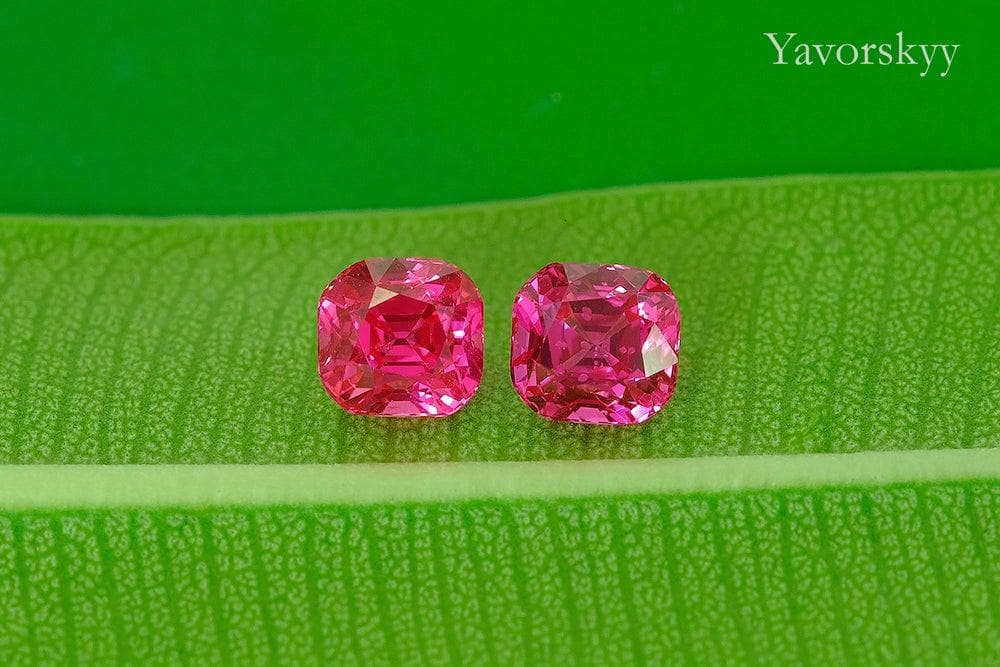 Photo of match pair red spinel 1.73 carats cushion shape