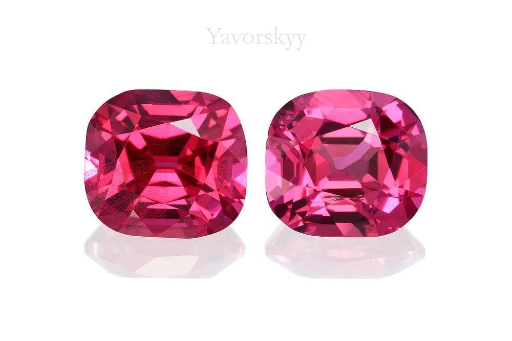 A matched pair of red spinel cushion 1.98 cts front view picture