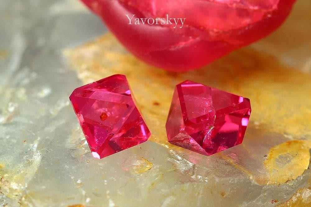 A matched pair of red spinel angel cut 1.13 cts view image
