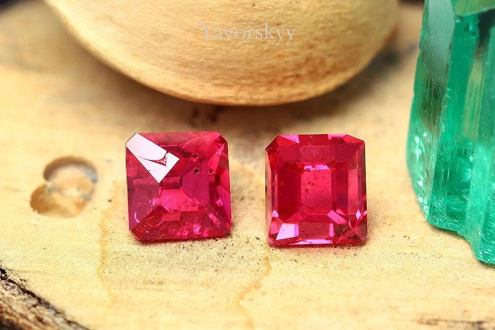 A matched pair of angel cut red spinel  1.59 cts view image