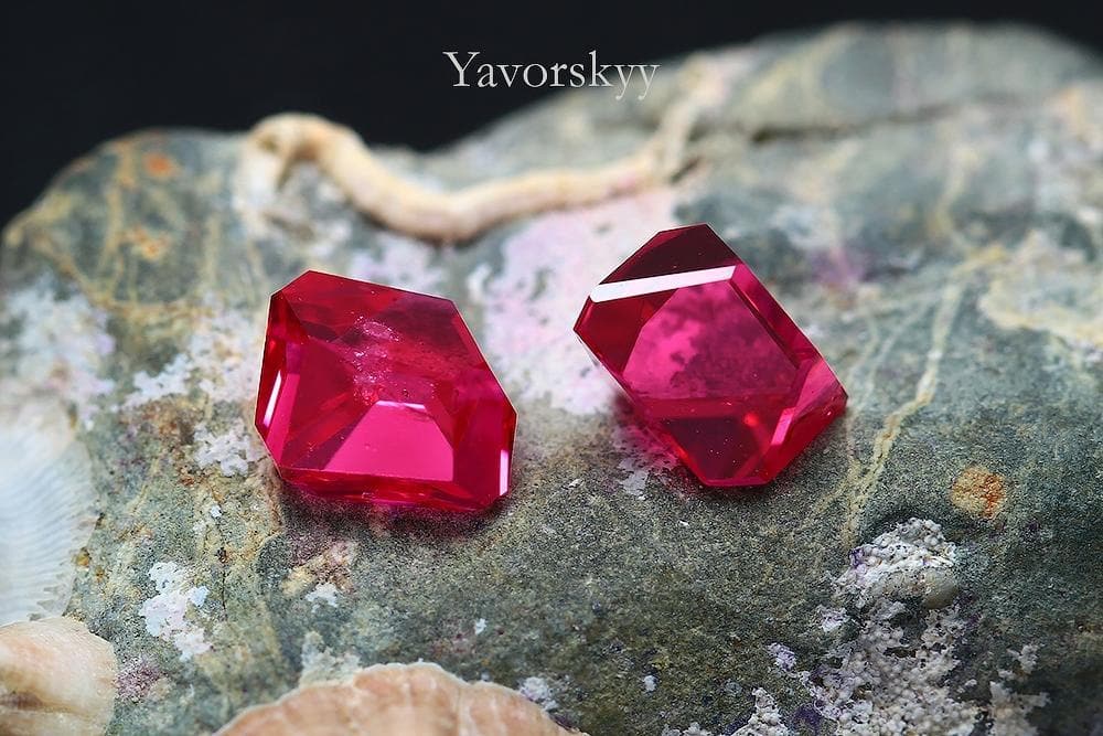 A matched pair of angel cut red spinel  1.64 cts view image