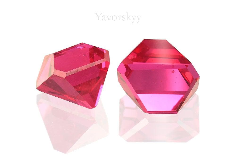 Top view picture of angel cut red spinel 1.81 cts match pair
