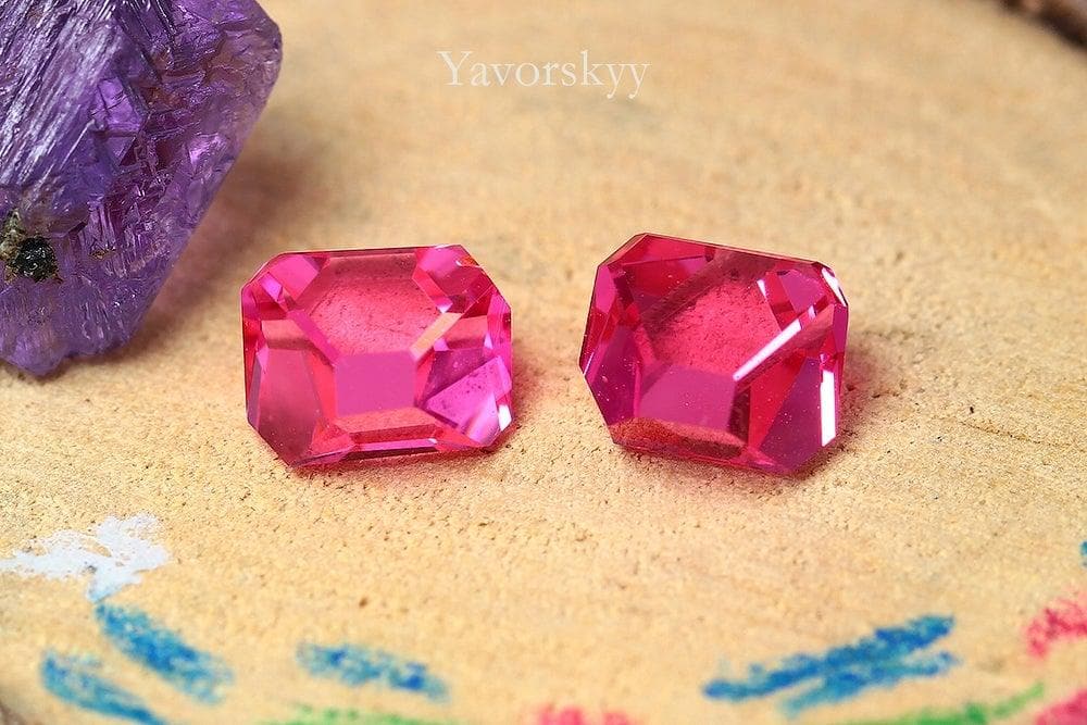 A matched pair of angel cut red spinel 1.95 cts view image