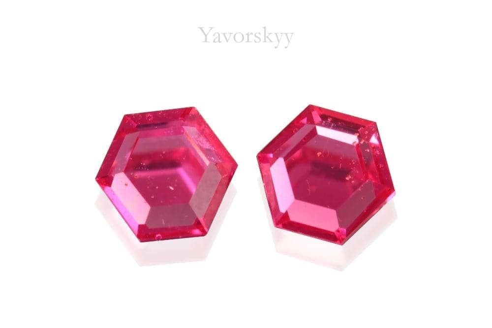 A matched pair of pinkish-red spinel  0.31 carat front view picture