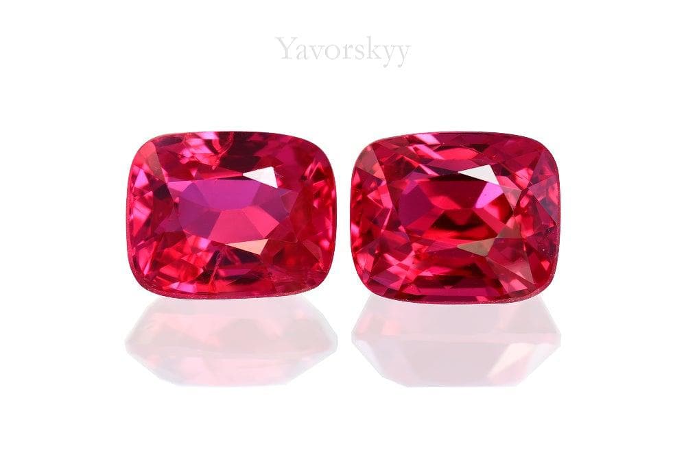 Picture of top view of red spinel 1.18 cts pair