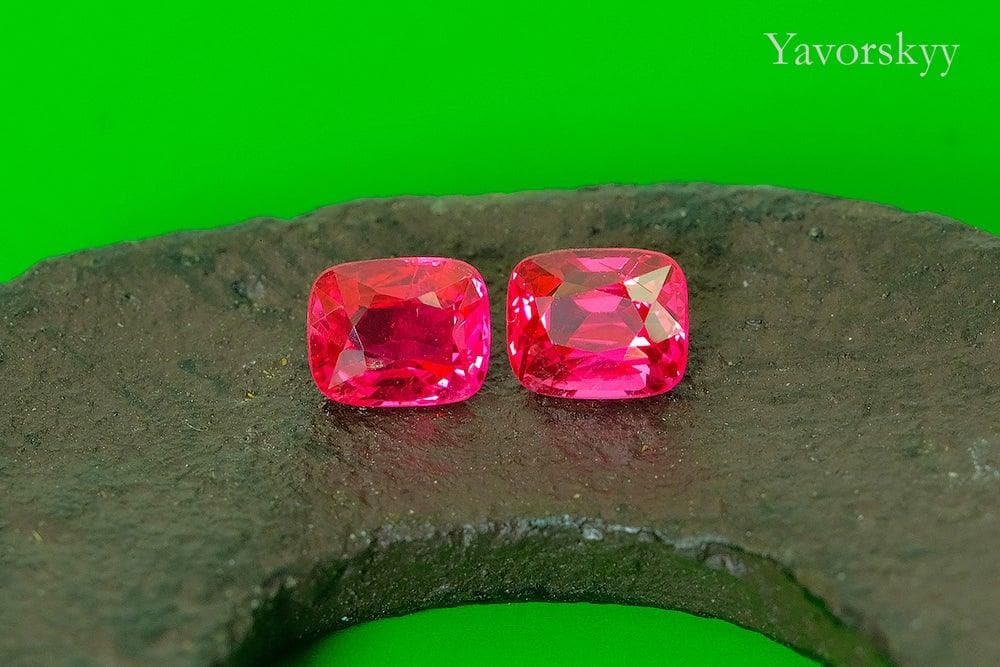 A match pair of red spinel cushion 1.18 ct