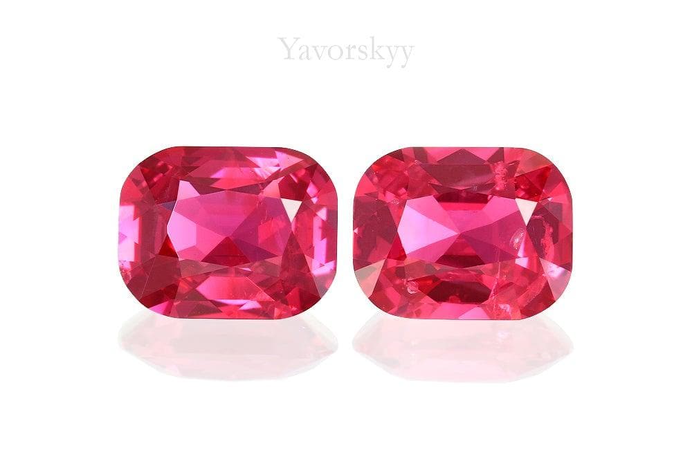 Front view image of matched pair red spinel 1.18 cts