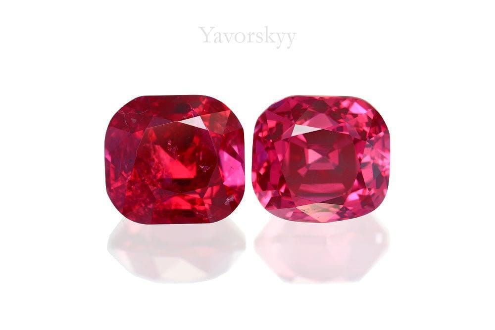 Image of top view of red spinel 1.47 cts pair