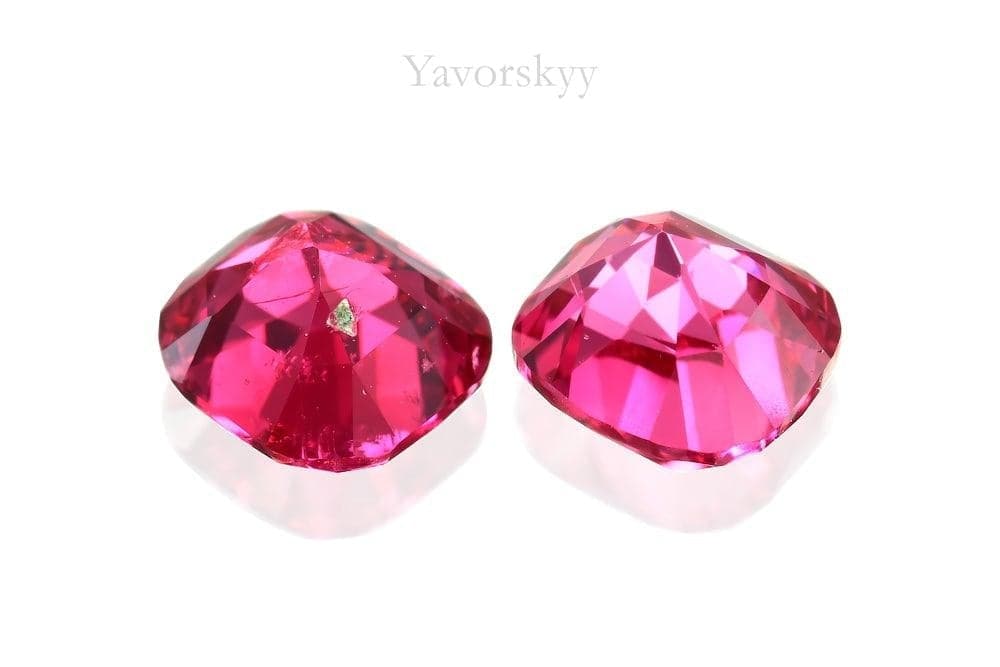 Bottom view picture of cushion red spinel 1.47 carats pair