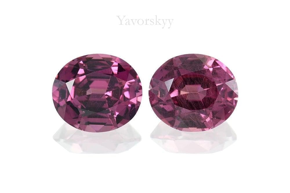 Front view photo of oval pink rhodolite 4.06 cts pair