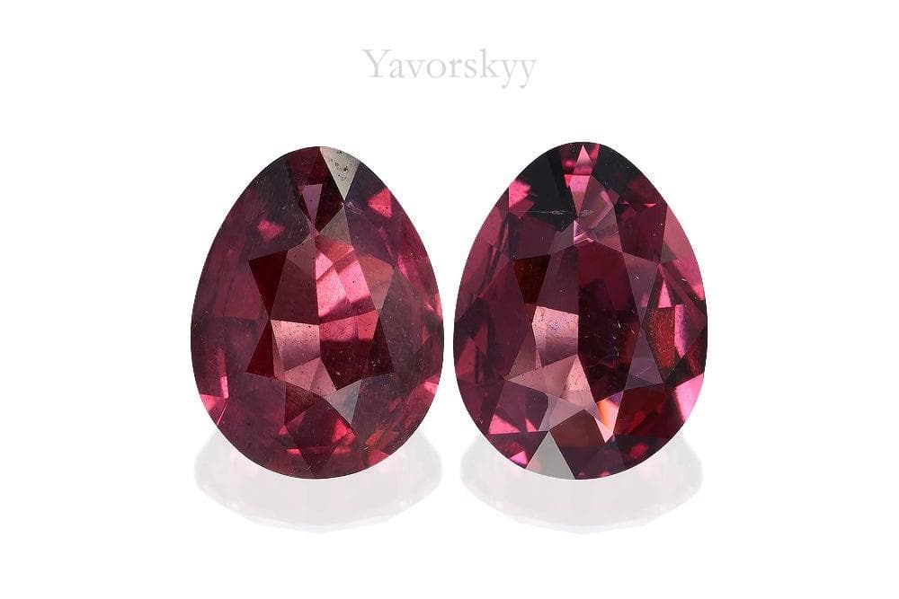 Matched pair purple Rhodolite pear 4.43cts front view image