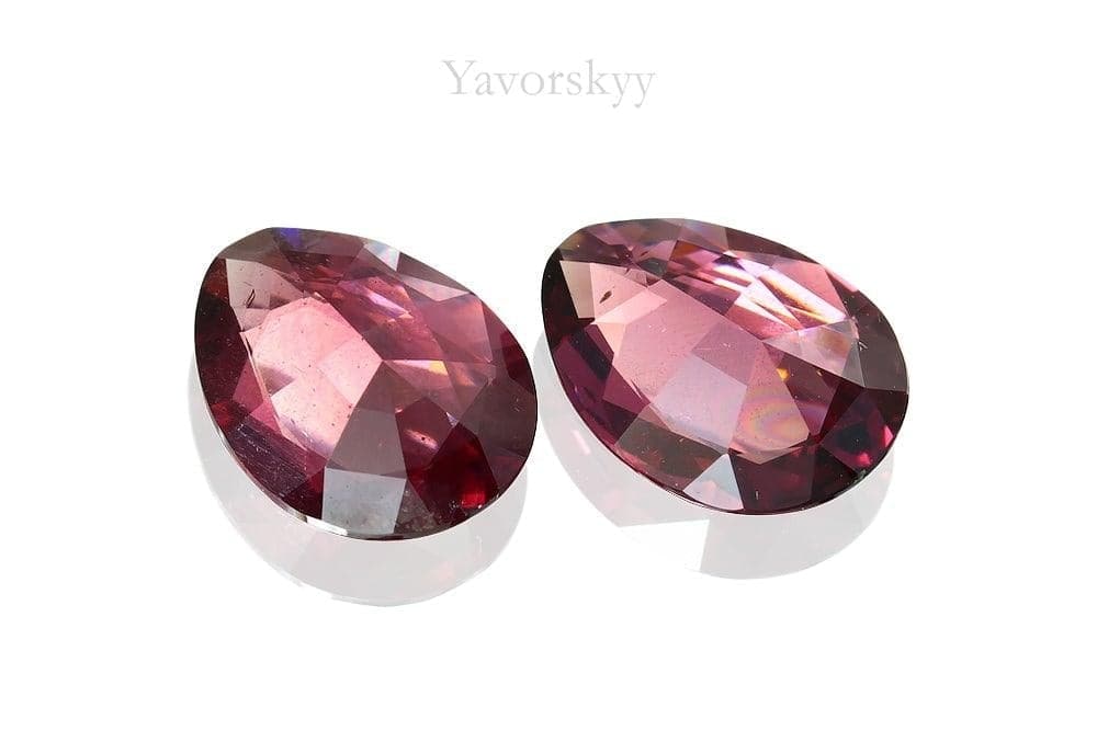 Matched pair purple Rhodolite pear4.43 carats back view picture