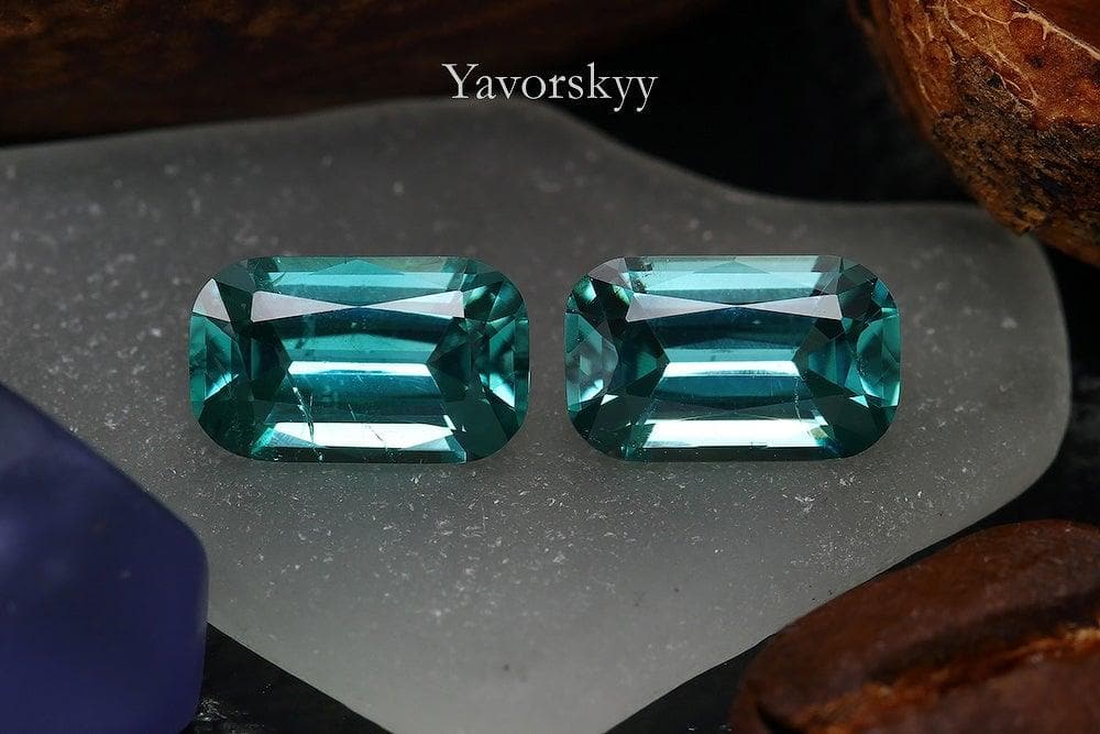 Top view picture of cushion tourmaline 2.12 cts pair