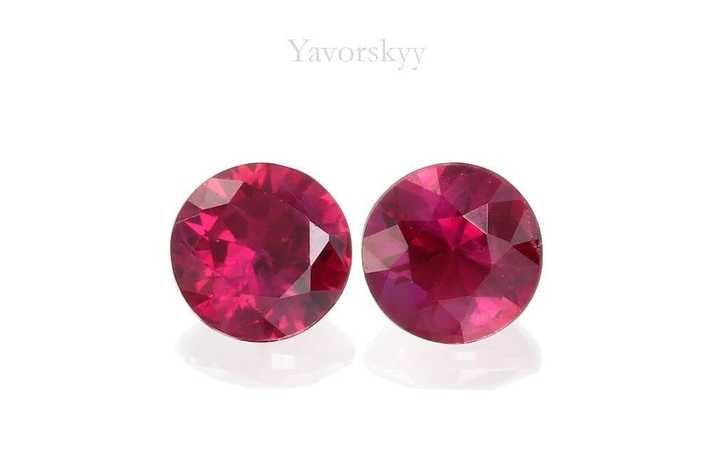 Match pair of ruby round 0.19 ct front view image