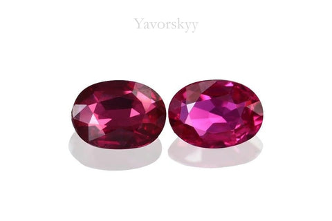 Picture of front view of ruby 0.4 ct matched pair
