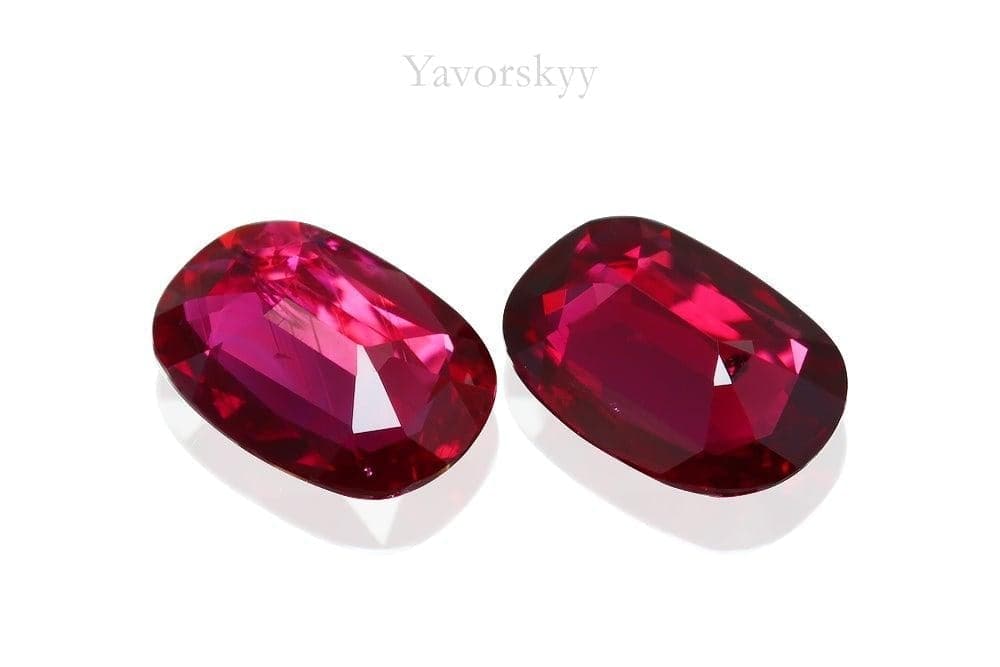Image of match pair ruby 0.93 carat cushion shape