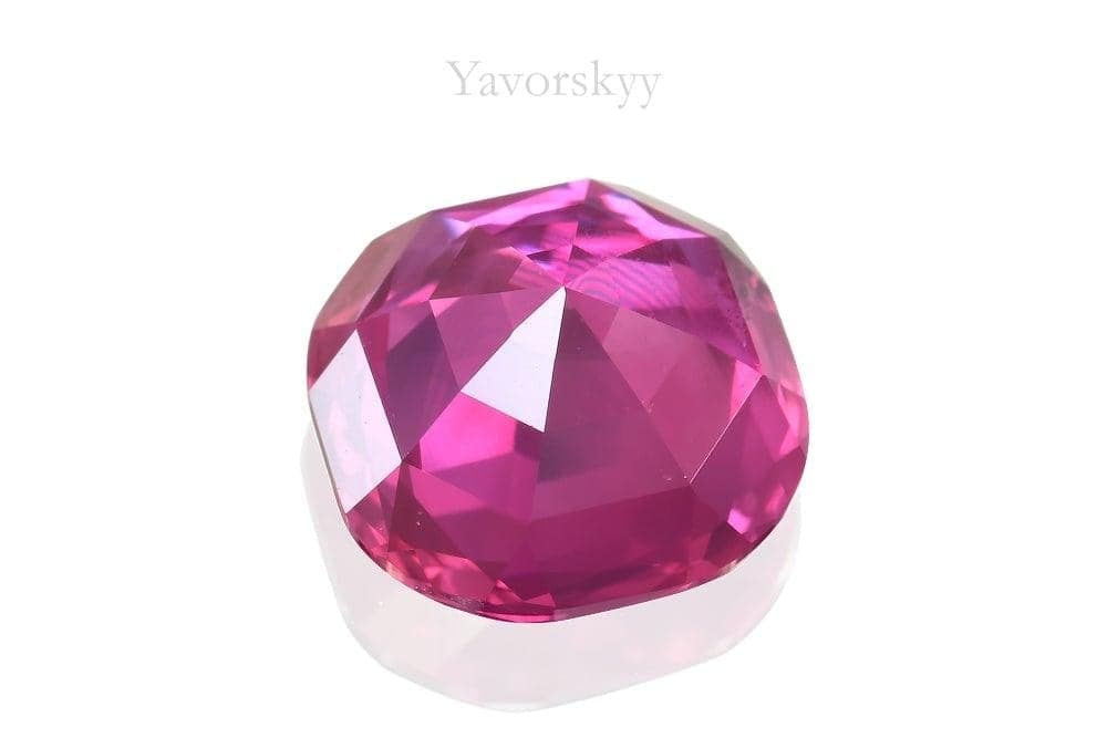 A bottom view image of 3.3 ct ruby cushion