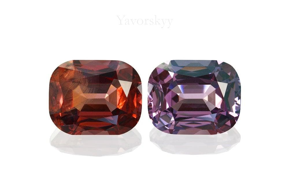 Match pair of red spinel cushion 8.55 cts front view image