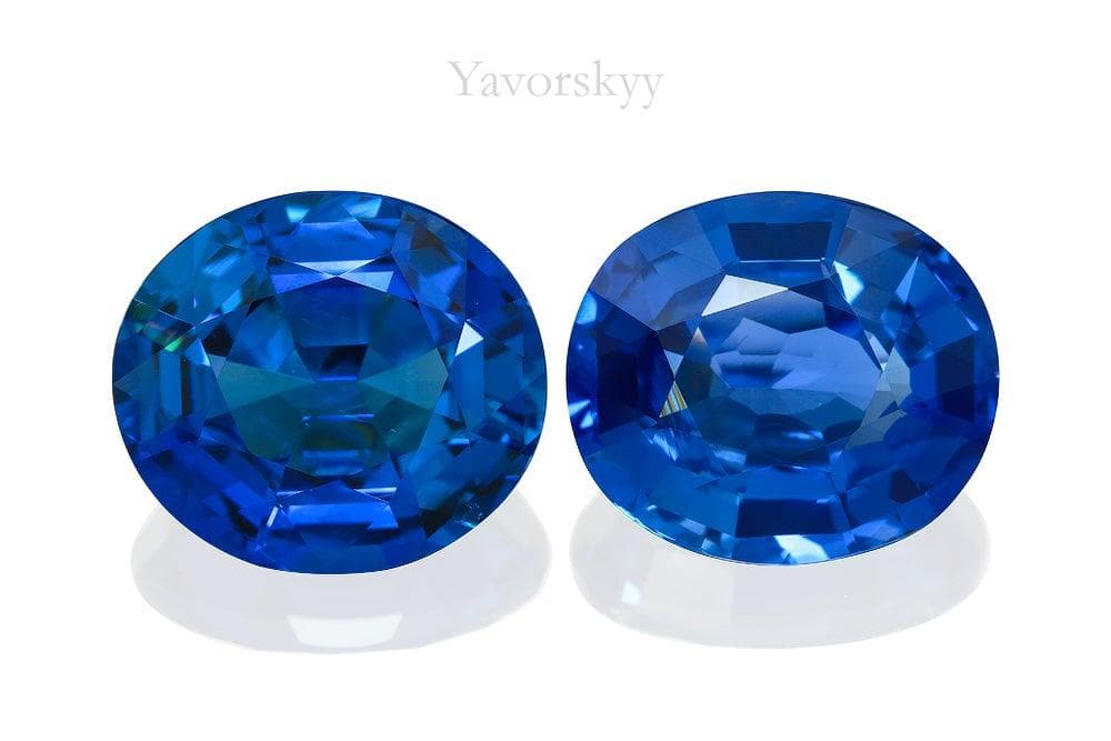 Match pair of blue sapphire oval 20.32 carats front view image