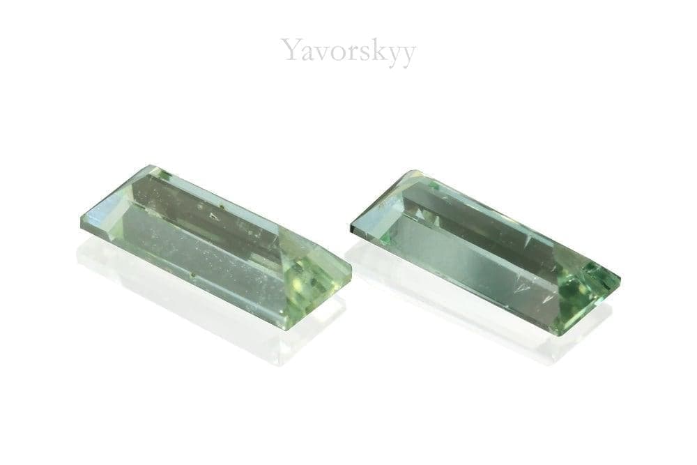 Bottom view picture of baguette Tourmaline 0.53carat pair 