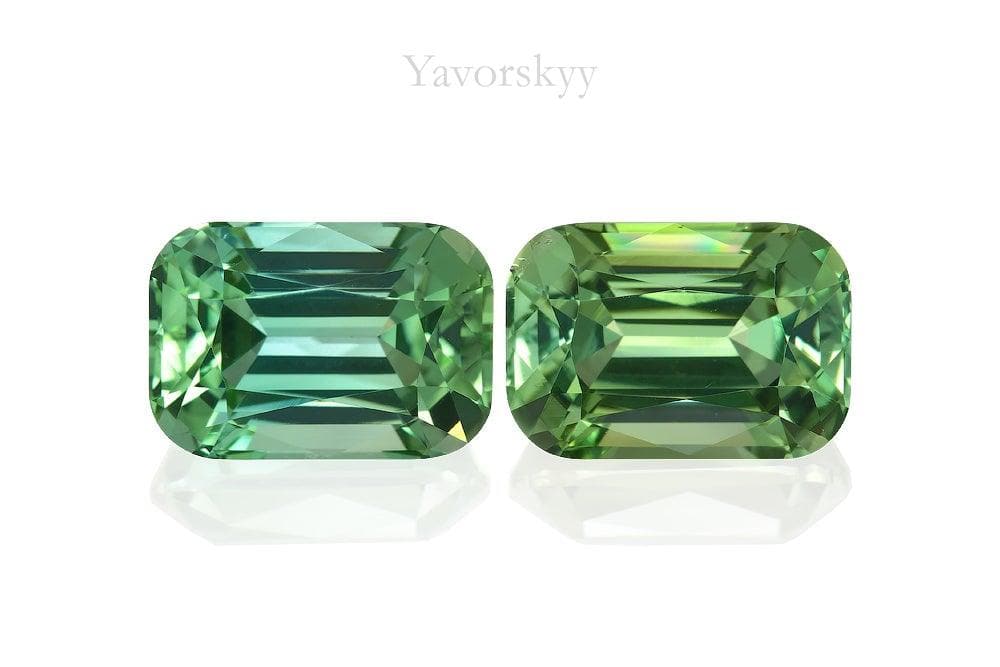 A matched pair of green tourmaline cushion 5.95 cts front view image