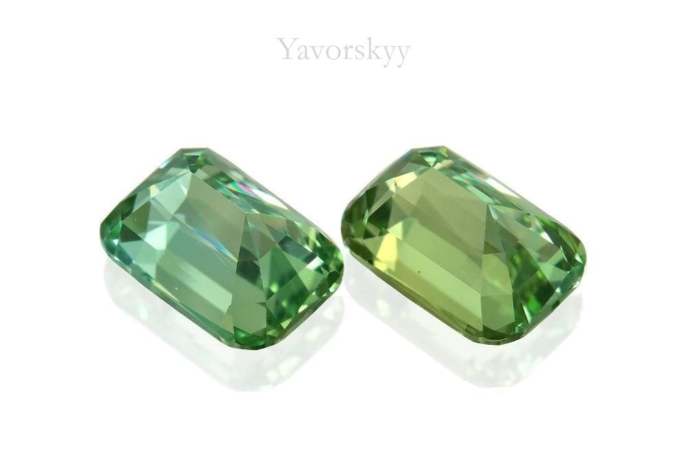 Match pair of green tourmaline cushion 5.95 carats back side picture
