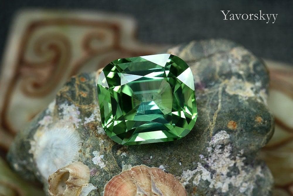 Green color tourmaline cushion shape 6.77 carats top view image