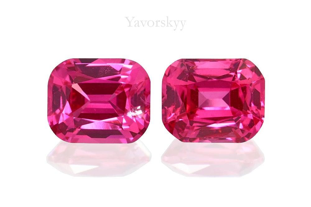 Top view picture of cushion red spinel 1.41 cts match pair