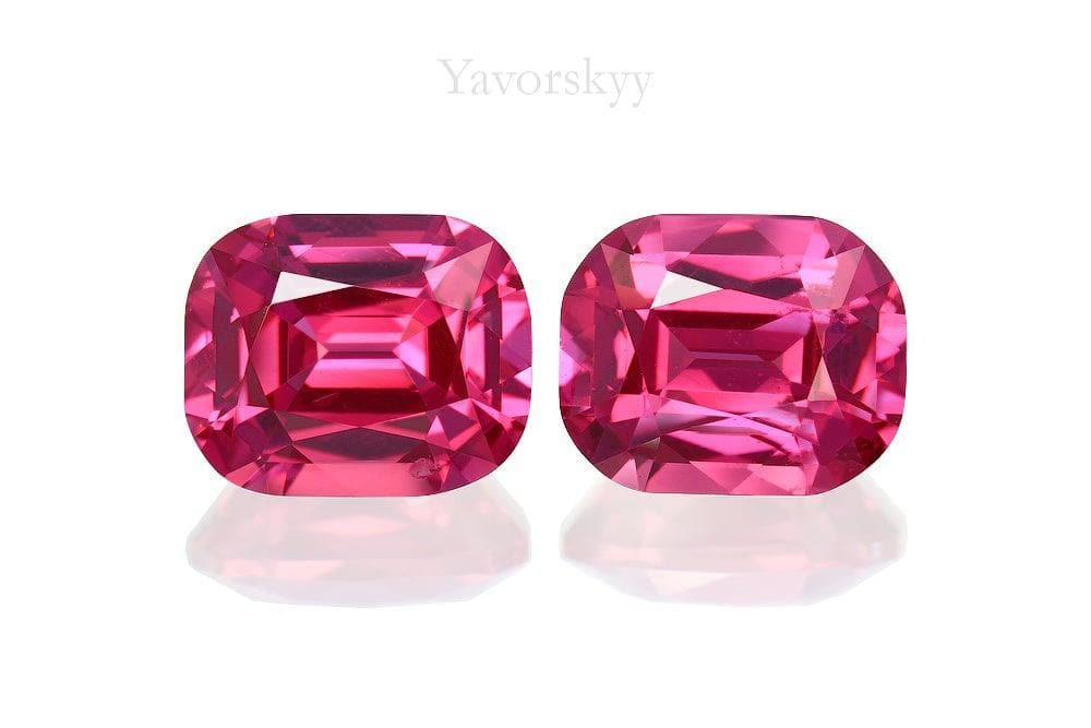 Top view photo of matched pair red spinel 1.71 carats