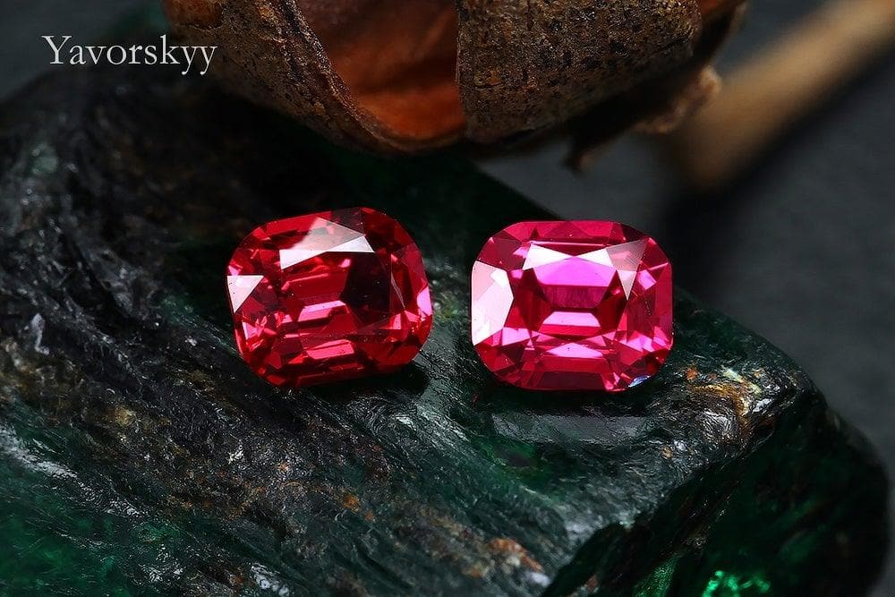 A matched pair of red spinel cushion 1.19 carats front view image