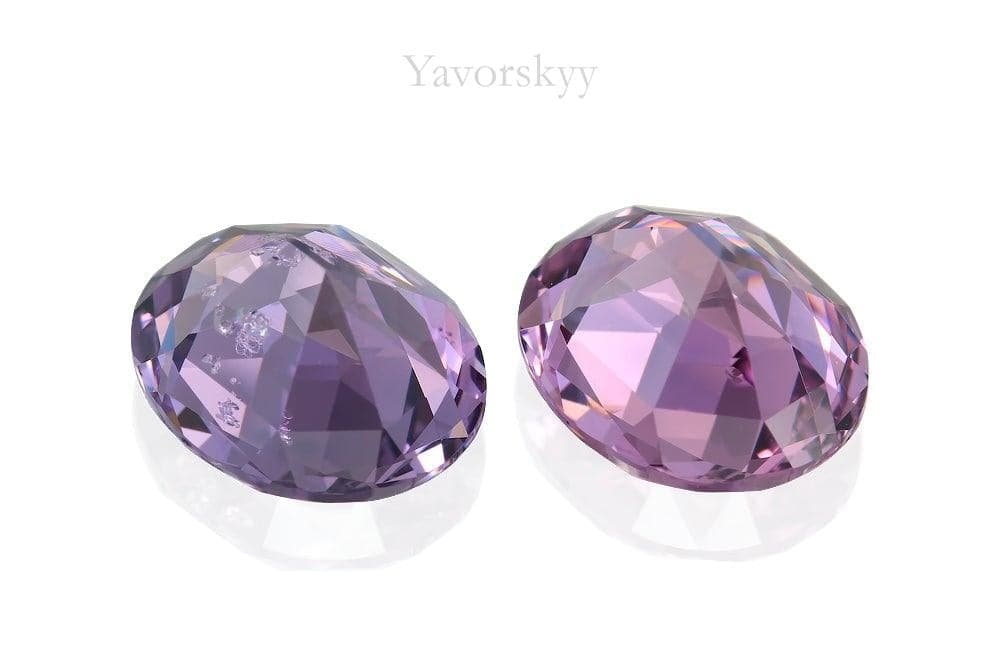 Bottom view picture of oval violet spinel 4.75 cts matched pair