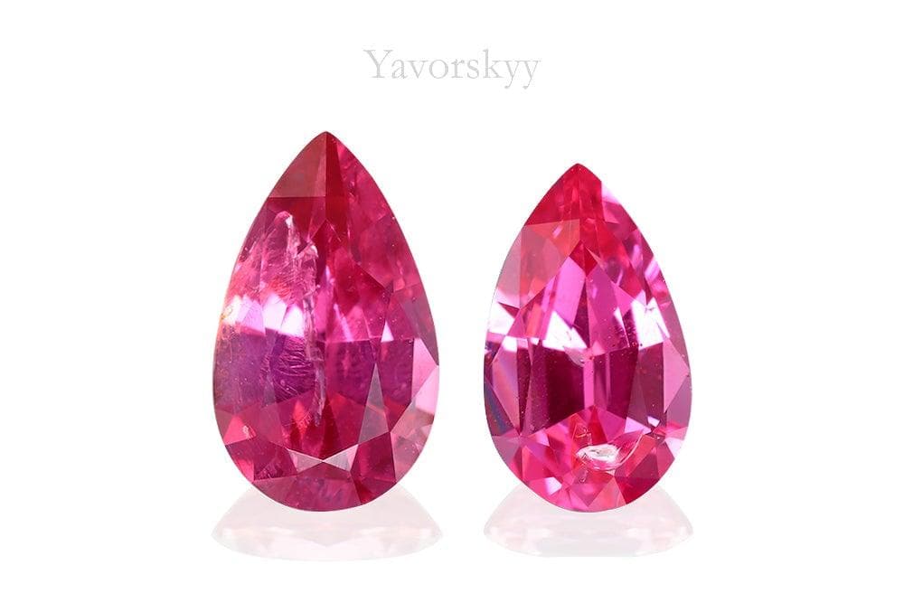 A match pair of pink spinel pear 0.82 carat front view picture