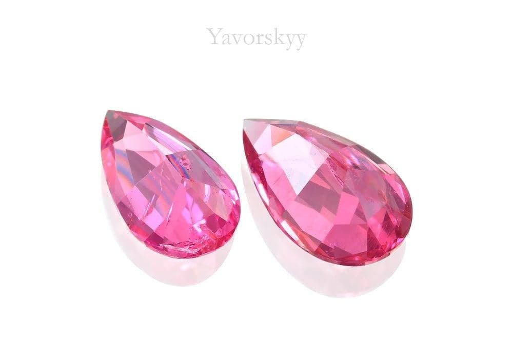 Back side photo of pear pink spinel 0.82 ct matched pair