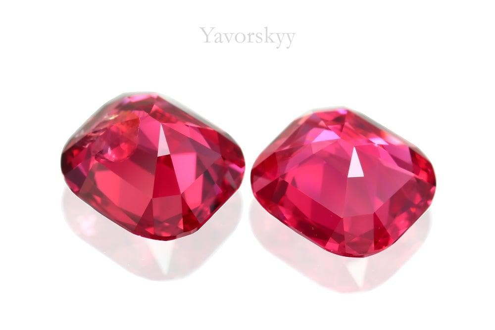 Back side image of cushion red spinel 1.78 cts match pair