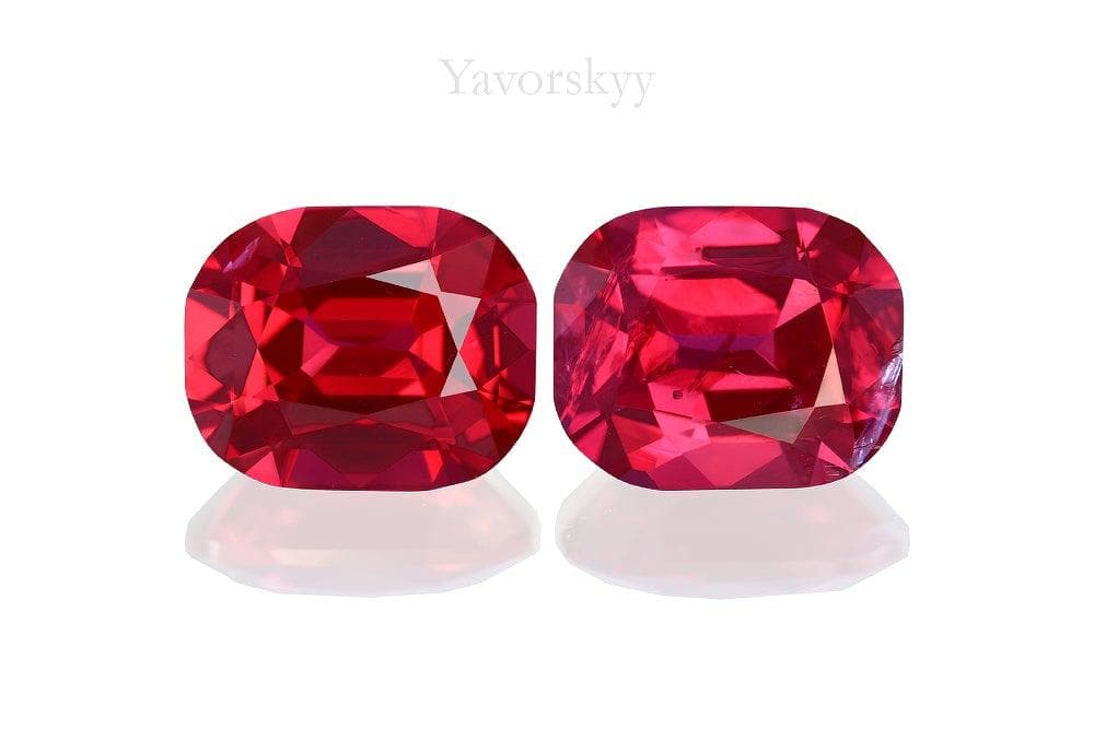 Picture of match pair red spinel 1.74 cts cushion shape