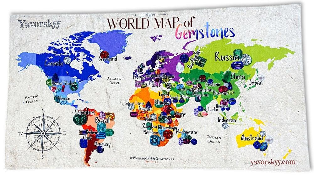 World Map Gemstone Towel - Yavorskyy