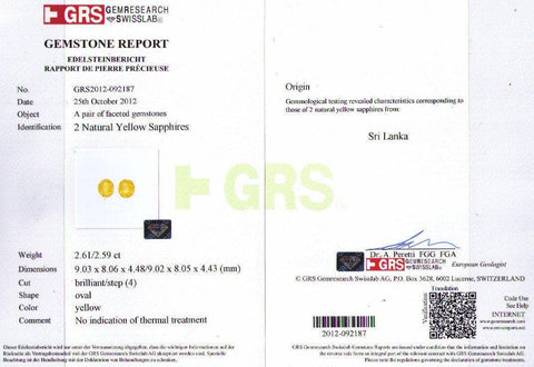 A certificate of yellow sapphire 5.2 cts 
