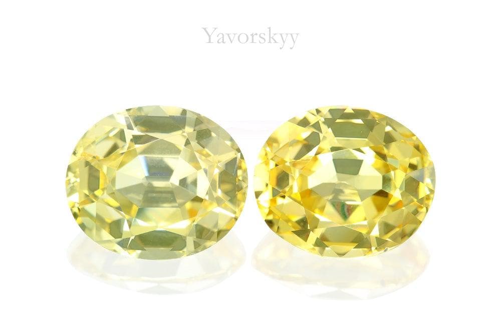 Top view picture of matched pair yellow sapphire 6.31 carats
