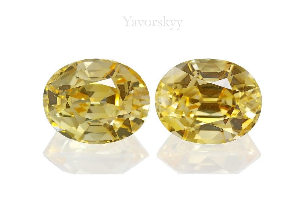 A match pair of yellow sapphire oval 14.32 cts front view image